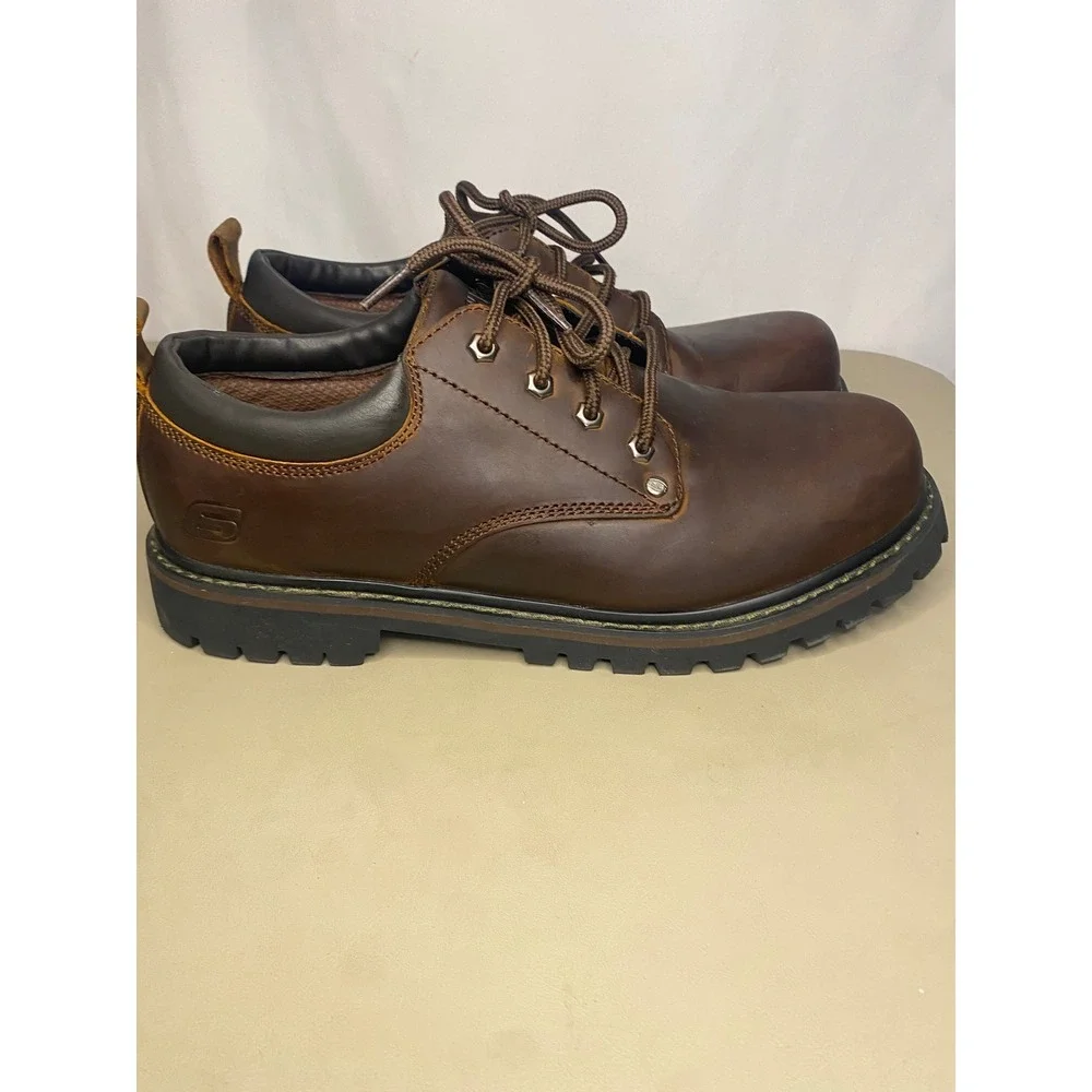 Skechers Mens Brown Leather Tom Cats Boots Utility Shoes Brown 11 Extra Wide